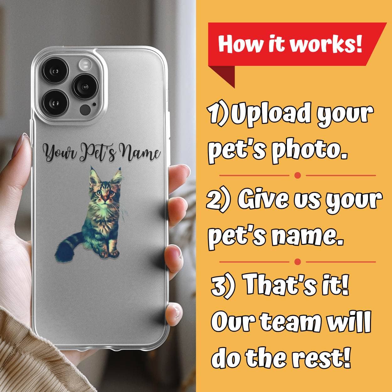 Fur-ever Close: Your Personalized Pet Phone Case with Photo & Name (Clear)